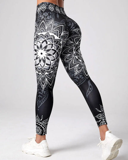 Women’s Lotus-Patterned High-Waisted Leggings