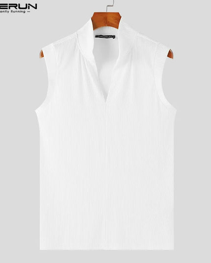 Men's Slim Fit Sleeveless Zip-Up High Collar Tank Top