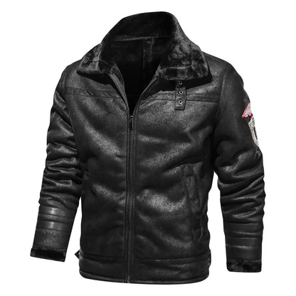 Men's Retro Thick Faux Fur Leather Jacket