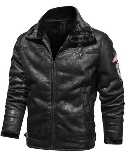 Men's Retro Thick Faux Fur Leather Jacket
