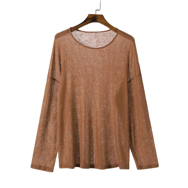 Men's Sheer O-Neck Long Sleeve Sweater