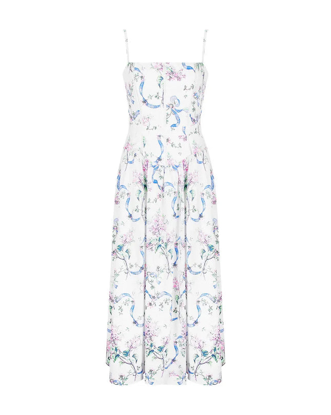 Elegant Women's Midi Dress with Floral Print