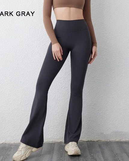 Women’s Peach High-Waisted Flared Pants with Hip-Lifting Fit
