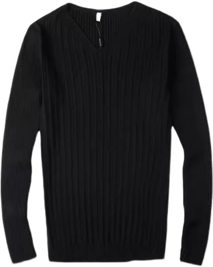 Men's V-Neck Long Sleeve Slim Fit Casual Knit Sweater