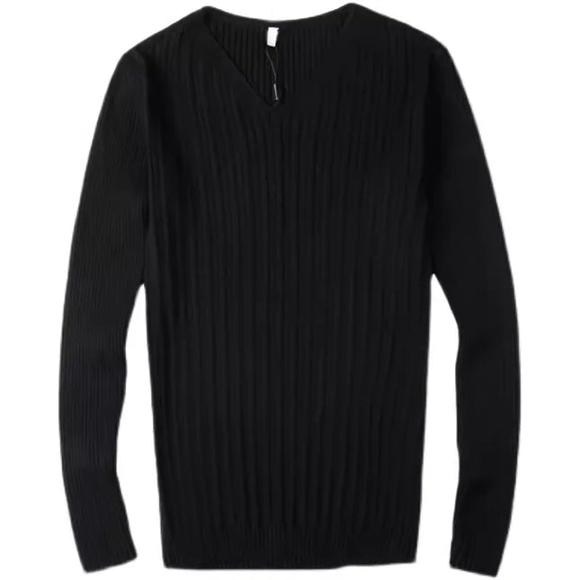 Men's V-Neck Long Sleeve Slim Fit Casual Knit Sweater