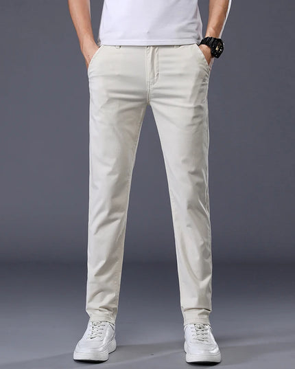 Men's Casual Long Elastic Straight Pants - Various Colors