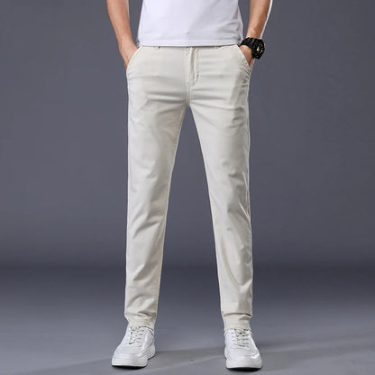 Men's Casual Long Elastic Straight Pants - Various Colors
