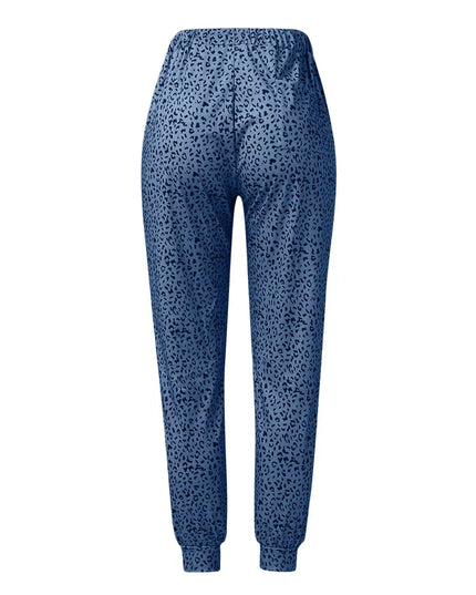 Women's Casual Lace-Up Pants in Loose Fit with Leopard Print - Various Colors