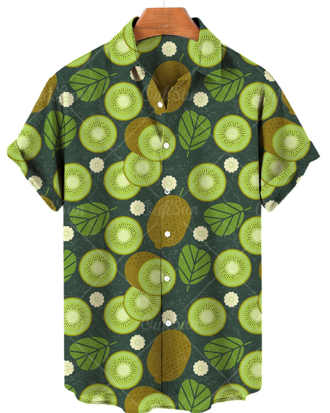 Men's T-Shirt with a Variety of Fruit and Animated Print