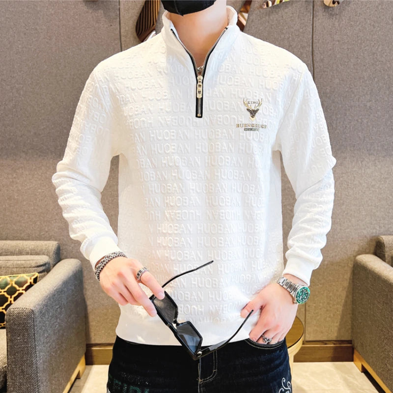 Men's Half-Zip Sweatshirt - Long Sleeve Casual Pullover for Men