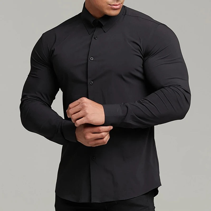 Men's Slim Fit Casual Long Sleeve Shirt - Stylish & Comfortable Men's Dress Shirt