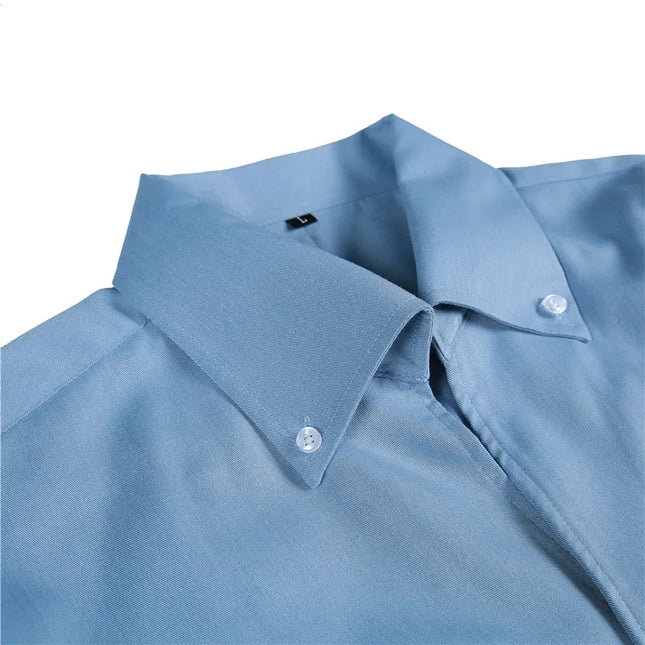Men's Slim-Fit Wrinkle-Free Casual Collar Shirt with Lapel Design