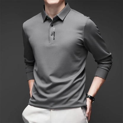 Men's Breathable Casual Long Sleeve Polo Shirt