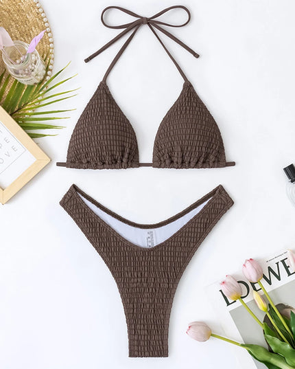 Women's Halter String Triangle Bikini Thong Swimsuit