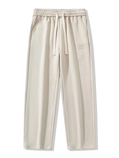 Men's Cotton Wide Leg Sweatpants with Drawstring & Letter Print – Comfortable Straight Fit Joggers