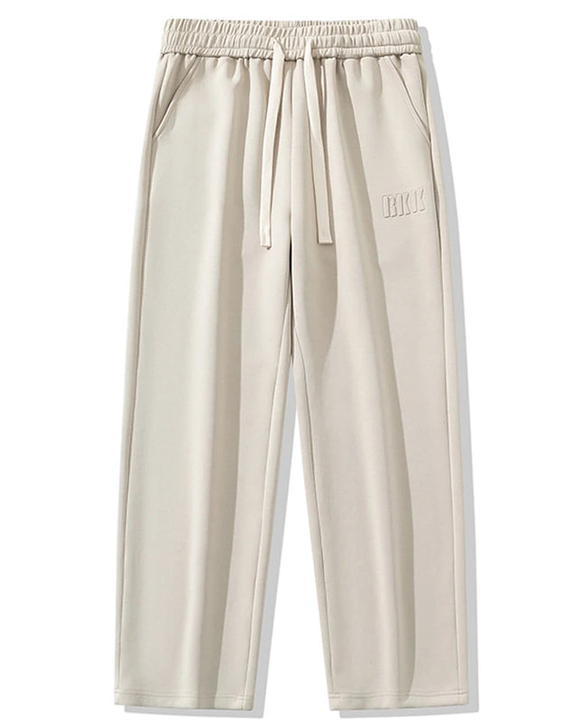 Men's Cotton Wide Leg Sweatpants with Drawstring & Letter Print