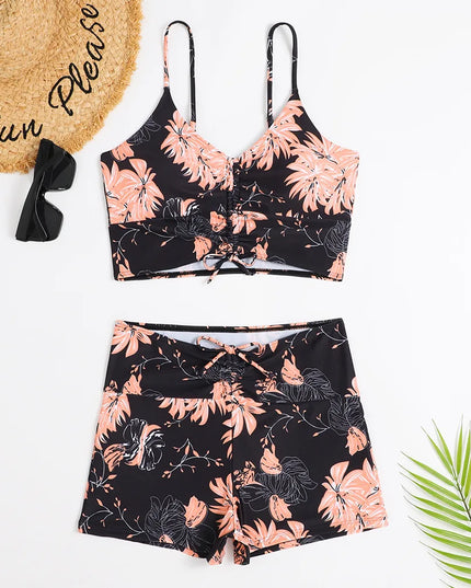 High-Waisted Floral Push-Up Bikini for Women
