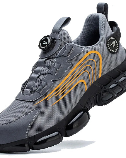 Rotating Button Men’s Anti-Puncture Protective Sneakers – Durable, Comfortable Work Shoes for Men
