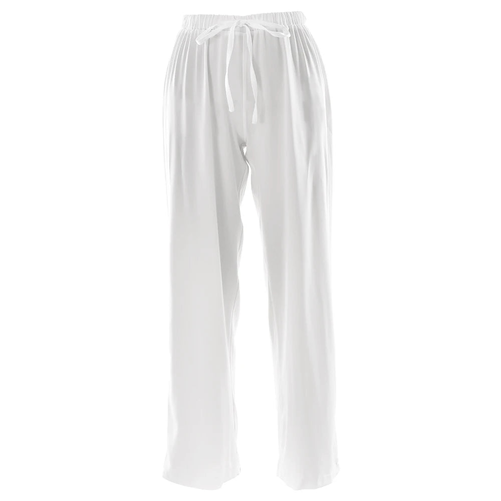 High Waist Satin Casual Women's Trousers with Lace-Up & Elastic Waist – Loose Fit for Comfort and Style