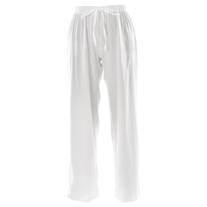 High Waist Satin Casual Women's Trousers with Lace-Up & Elastic Waist – Loose Fit for Comfort and Style