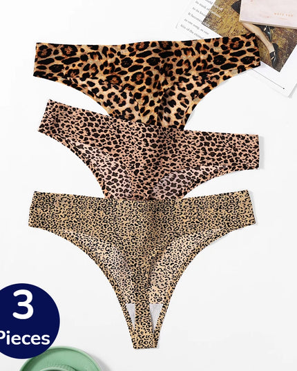 3-Piece Women's Fashion Leopard Thong Set