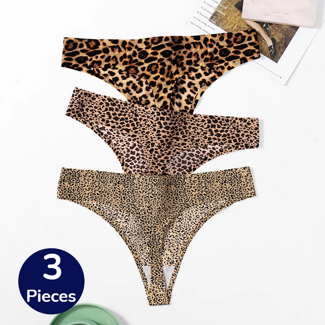 3-Piece Women's Fashion Leopard Thong Set