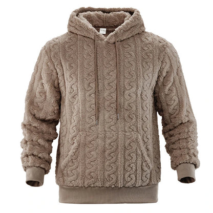 Men's Vintage Jacquard Textured Fleece Hoodie with Hood