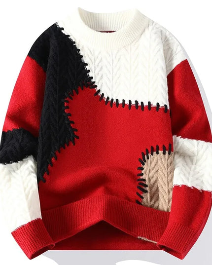 Men's Loose Fit Faux Mink Round Neck Sweater
