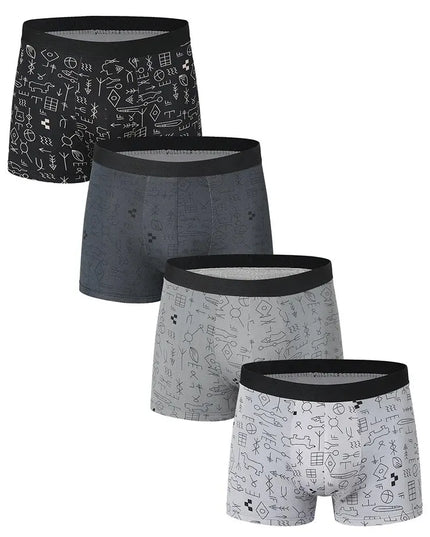 4-Pack Men's Comfortable Elastic Waist Trunks