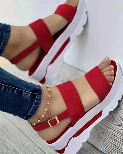 Women's Open Toe Non-Slip Durable Wedge Sandals with Buckle