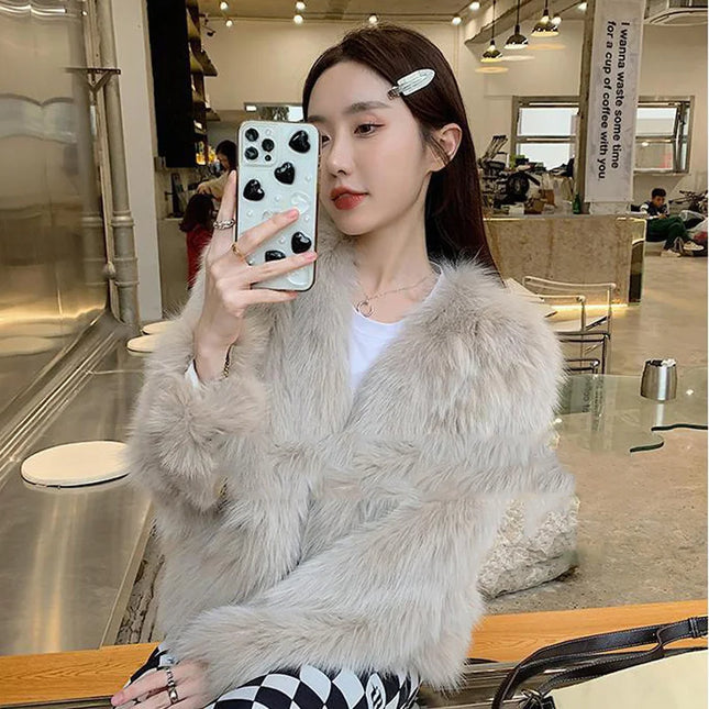 Women's Short Loose Faux Fur Coat - Various Colors