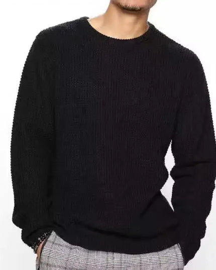 Men's Knitted Loose Fit Hollow-Out Sweater Top