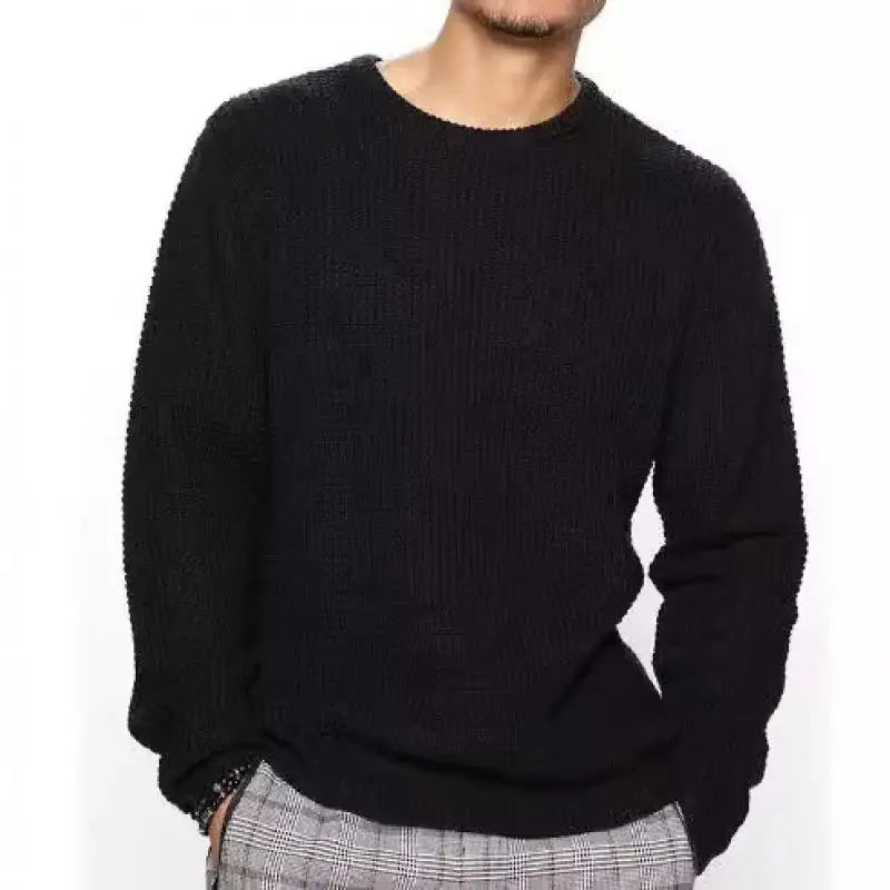 Men's Knitted Loose Fit Hollow-Out Sweater Top
