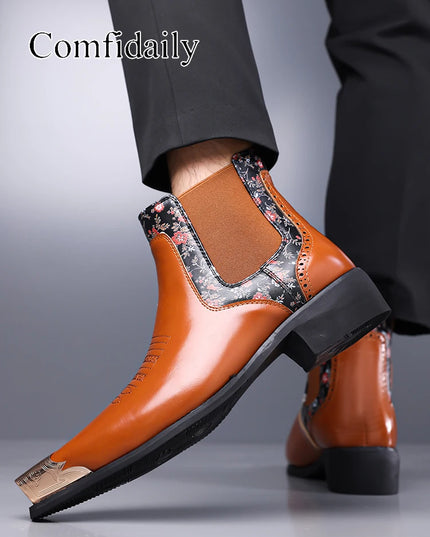 Comfidaily Men’s Chelsea Boots – Faux Leather Ankle Boots