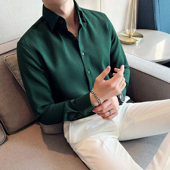 Men's Slim Fit Casual Long Sleeve Polo Shirt - Wrinkle-Resistant