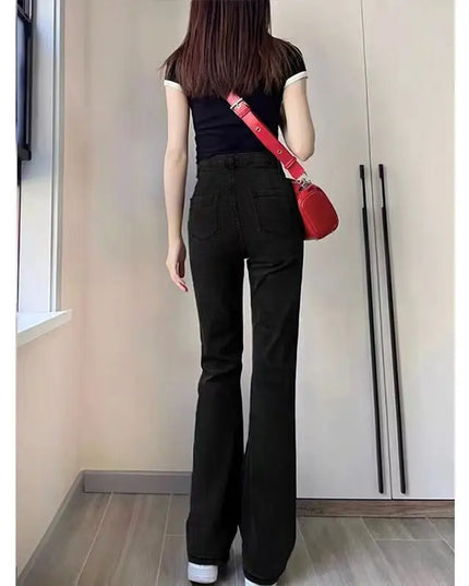 Women’s High-Waist Flare Jeans with Elastic Boot Cut – Vintage Style