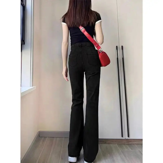 Women’s High-Waist Flare Jeans with Elastic Boot Cut – Vintage Style