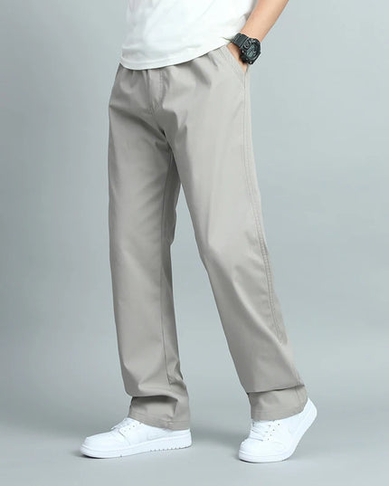 Men's Cotton Loose Fit Straight Leg Casual Trousers