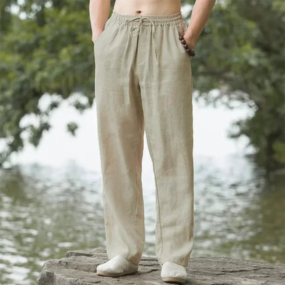 Stylish Men's Oversized Korean Linen Wide-Leg Trousers