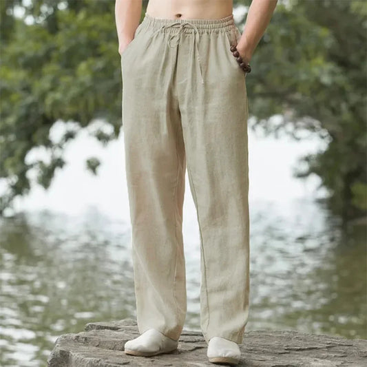 Stylish Men's Oversized Korean Linen Wide-Leg Trousers