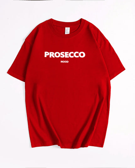 Cotton "Prosecco Mood" Print T-Shirt for Women - Casual Loose Fit Tee by Hirsionsan