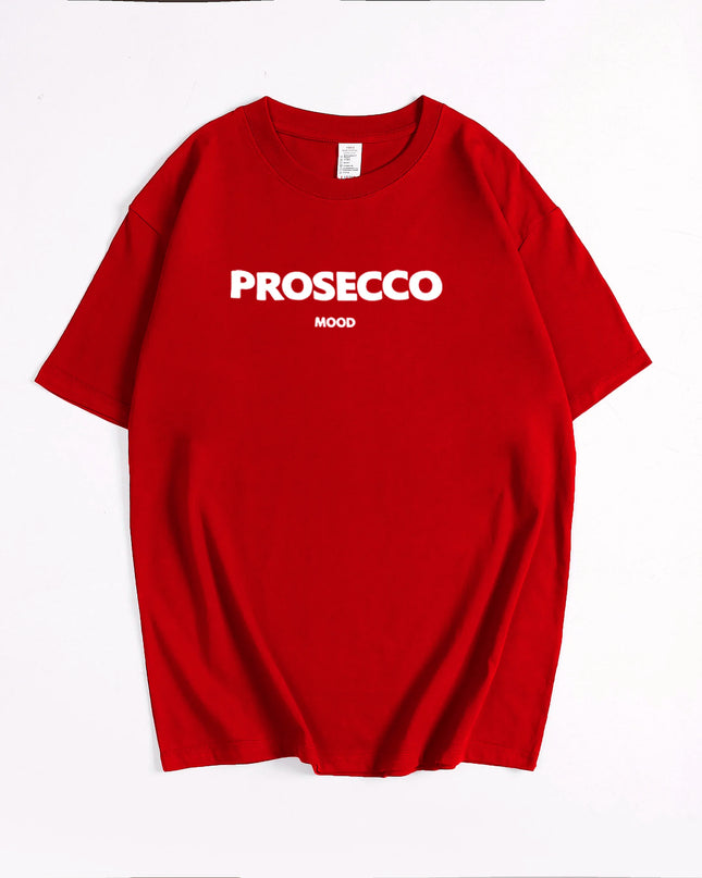 Cotton "Prosecco Mood" Print T-Shirt for Women - Casual Loose Fit Tee by Hirsionsan