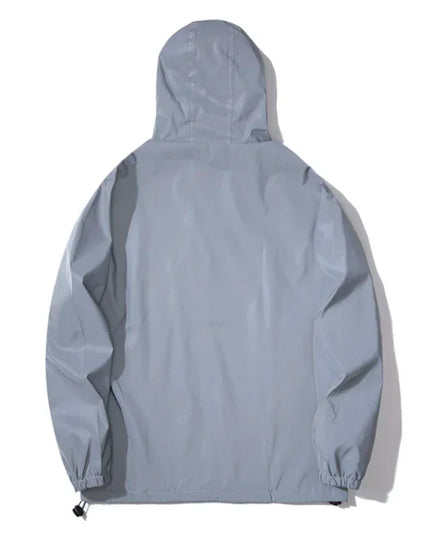 Men's Waterproof Windbreaker Jacket - Reflective Hooded Zipper Jacket for Enhanced Visibility