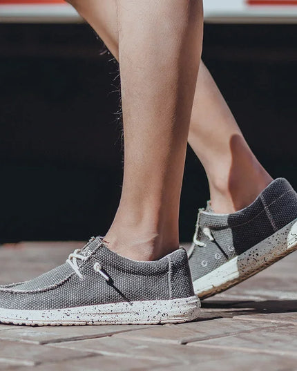 Men's Canvas Denim-Style Sneakers - Breathable Vulcanized Casual Shoes for Men