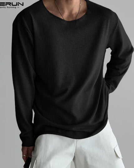 Men's Casual O-Neck Long Sleeve Breathable Sweater