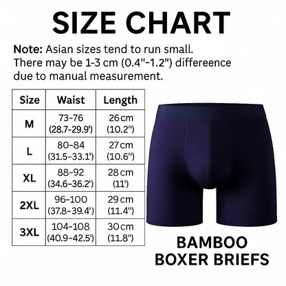Men's Long Leg Boxer Briefs Multipack - 95% Bamboo Fiber & 5% Spandex
