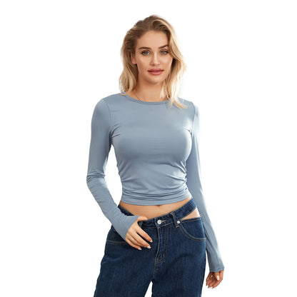 Women’s Long Sleeve Crew Neck Sweater – Casual Slim Fit Knit Top for Women