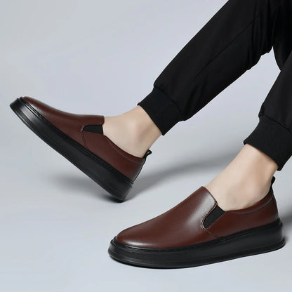 Men's Genuine Leather Slip-On Casual Shoes with Soft Sole