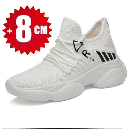 Men's Height-Boosting Running Shoes - Fly Weaving Sneakers with Thick Soles, Non-Slip and Comfort Fit