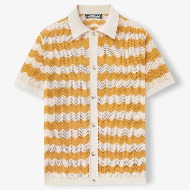 Breathable Knitted Fabric Men's Striped Shirt